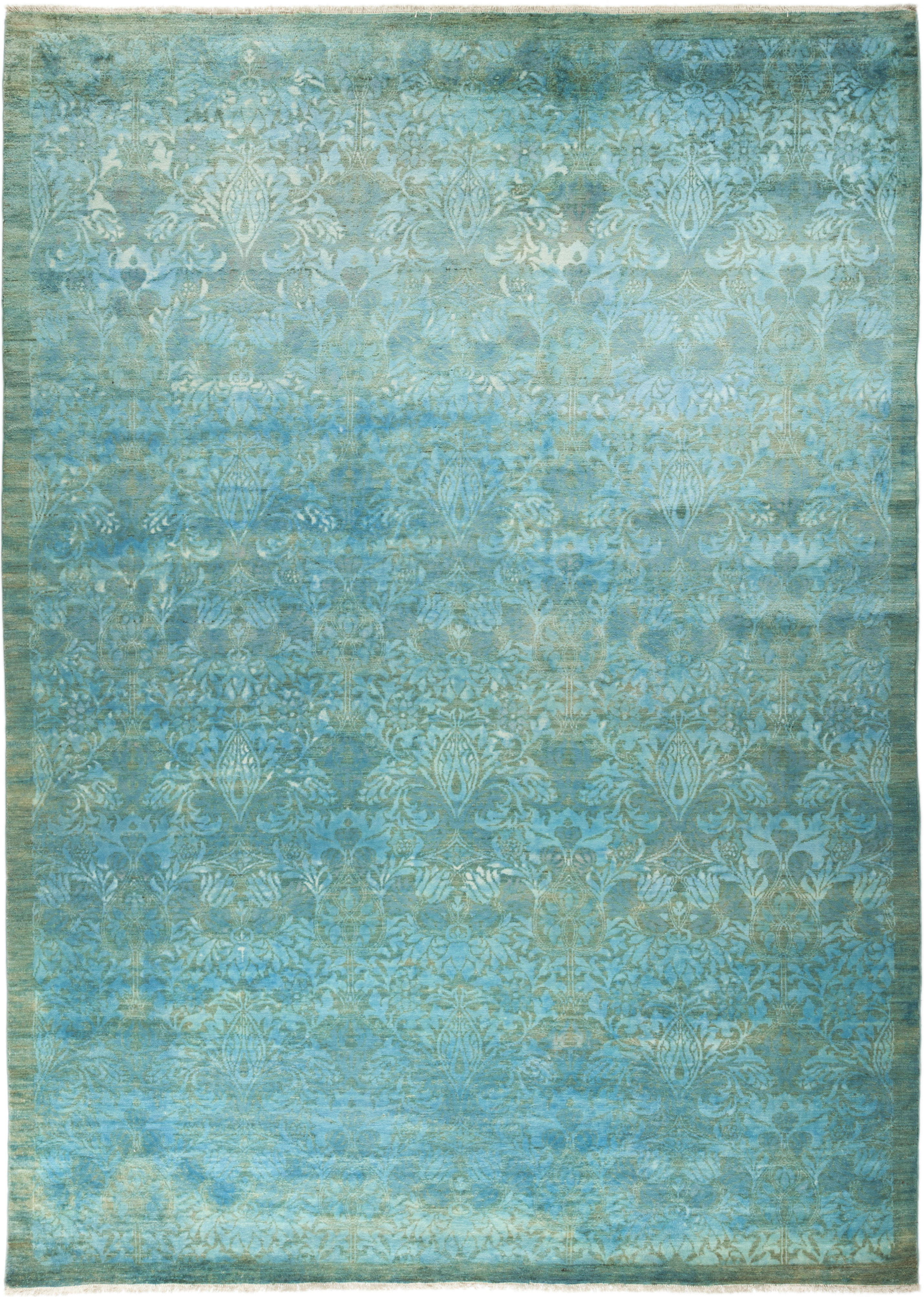 Isabelline OneofaKind Deveraux HandKnotted 8'10" x 12' Wool Teal Area Rug Wayfair